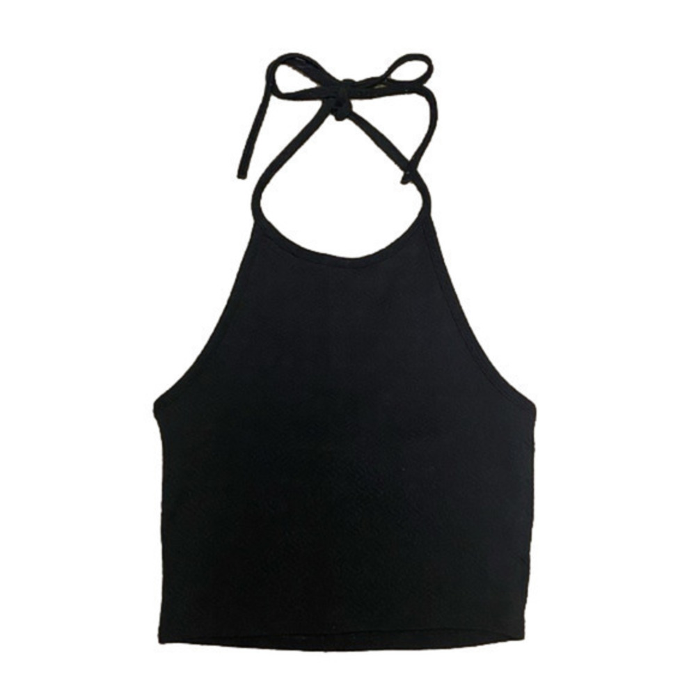 Black Halter Top Neck Tie